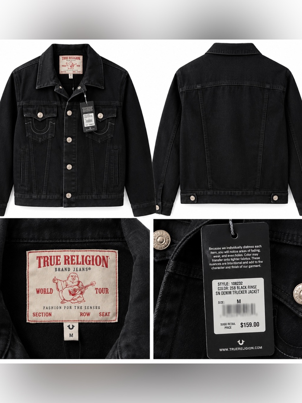 True Religion Black Denim Trucker Jacket – New With Tags